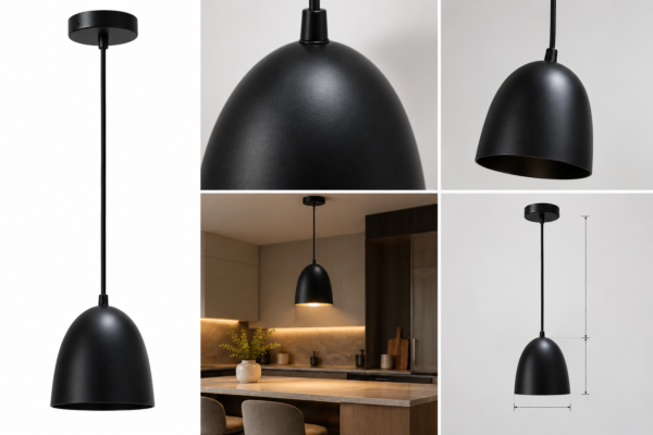 Hanging Light Luxion 6-Inch Oval Metal Hanging Pendant Light – Matte Black