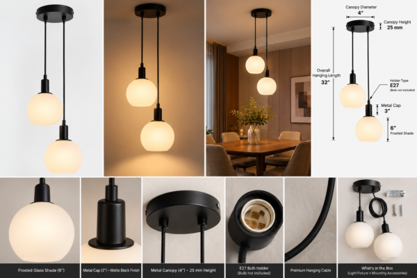 Modern Two-Globe Pendant Light Catalog-1 Luxion Hanging Heaven Duo – Double Pendant Light