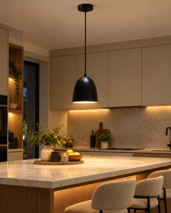 New Light Luxion 6-Inch Oval Metal Hanging Pendant Light – Matte Black